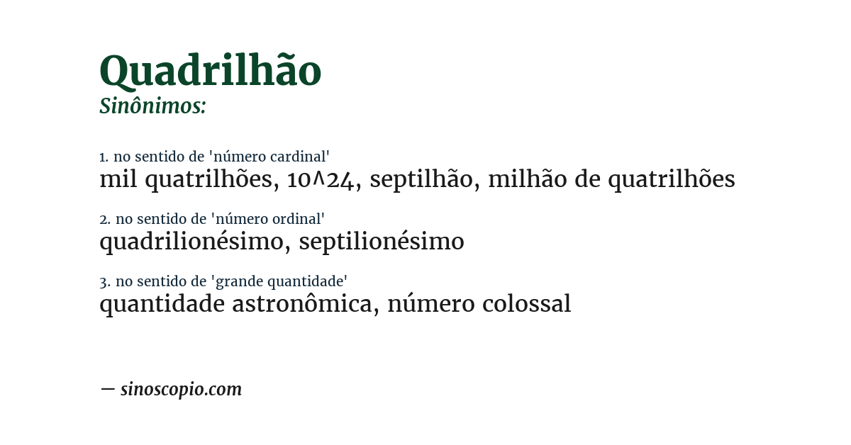 Sinônimo de quadrilhão