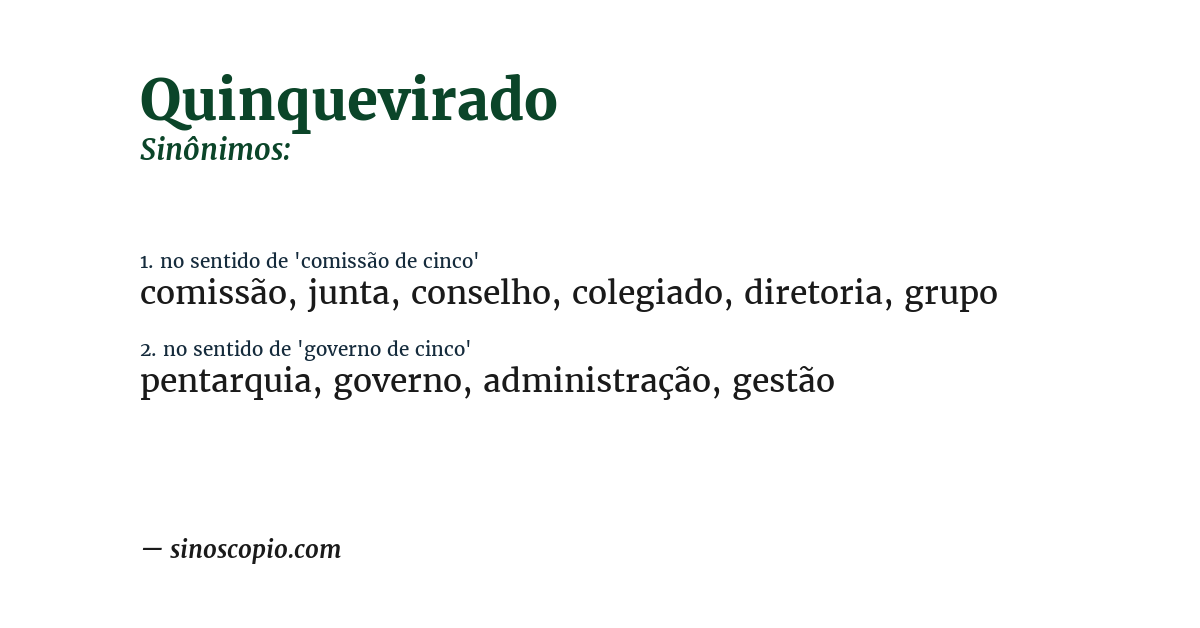 Sinônimo de quinquevirado