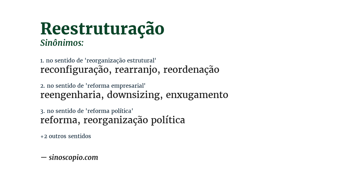 Sinônimo de reestruturação