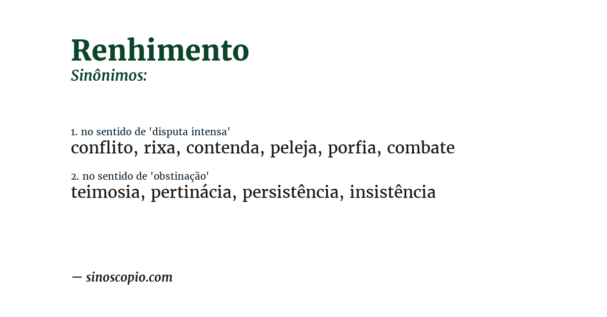 Sinônimo de renhimento
