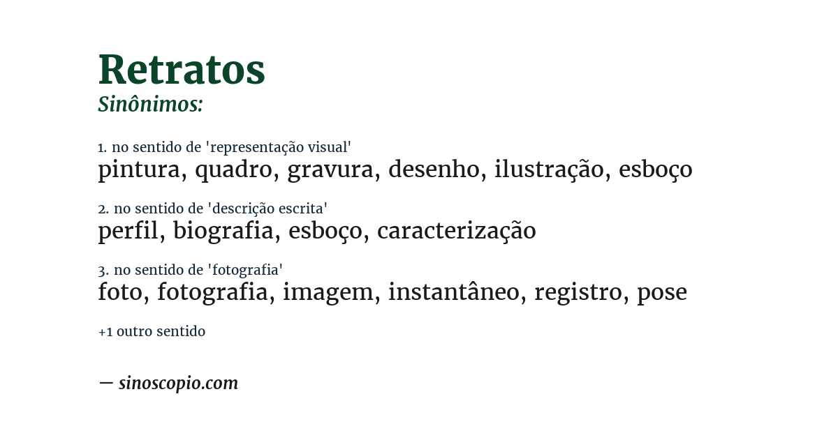 Sinônimo de retratos