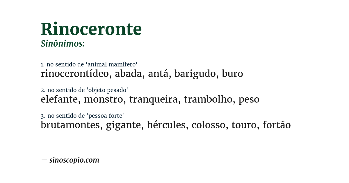 Sinônimo de rinoceronte