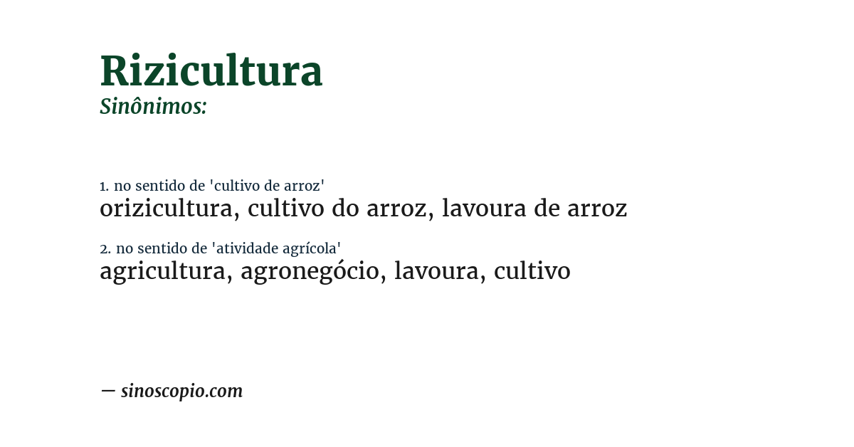 Sinônimo de rizicultura
