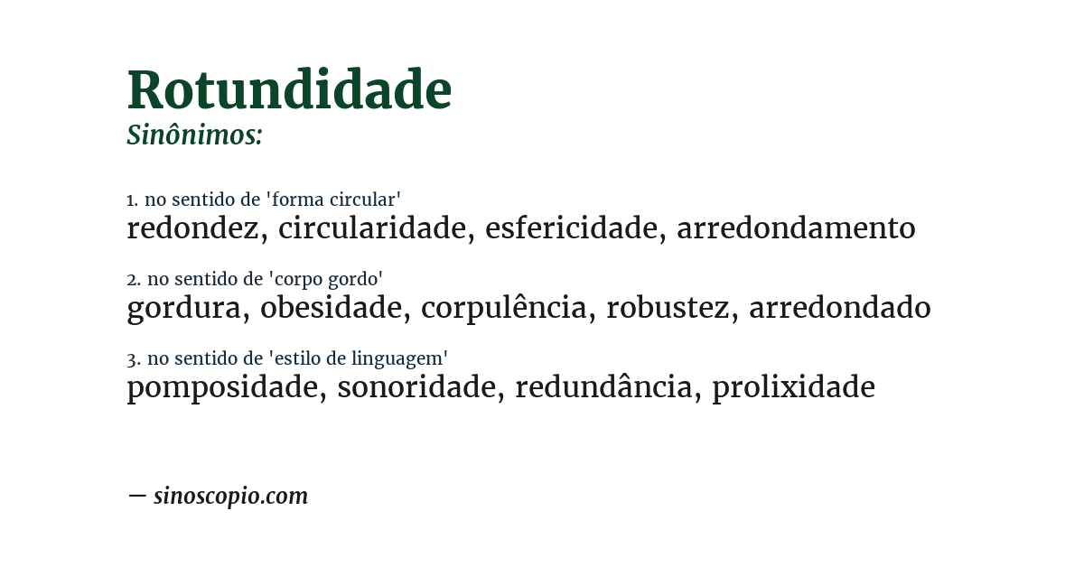 Sinônimo de rotundidade