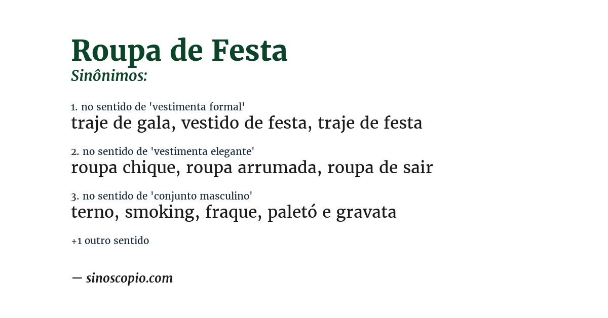 Sinônimo de roupa de festa