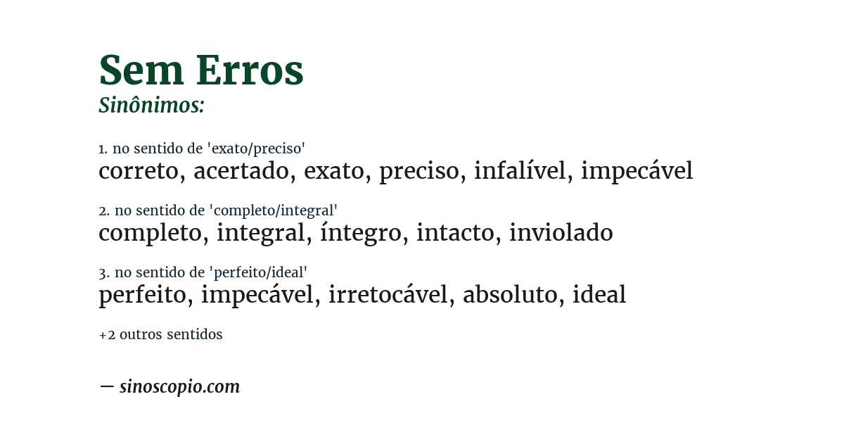 Sinônimo de sem erros