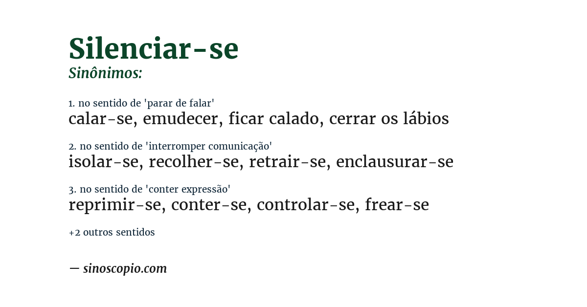 Sinônimo de silenciar-se