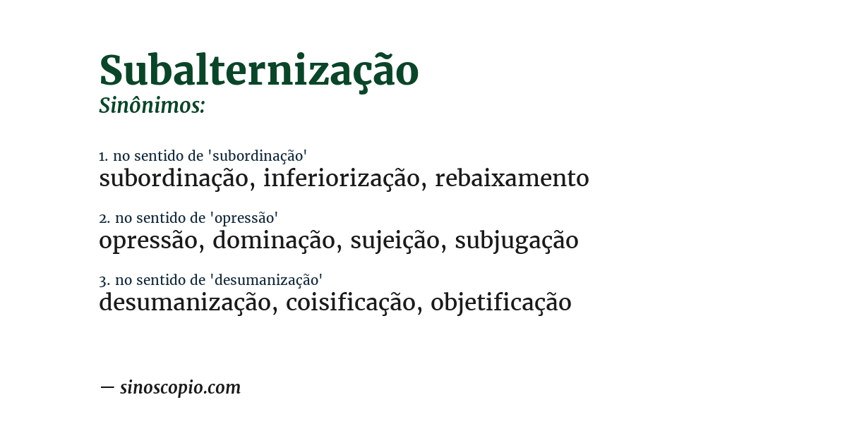 Sinônimo de subalternização