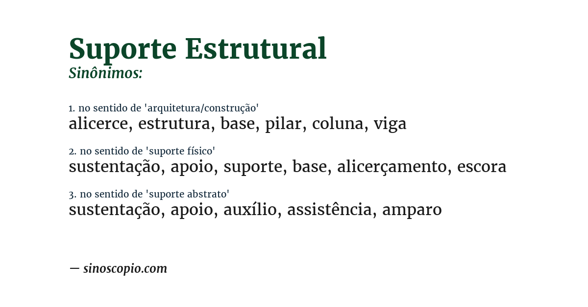 Sinônimo de suporte estrutural