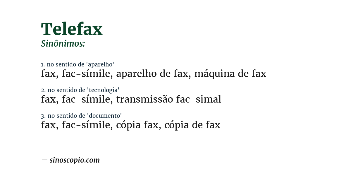 Sinônimo de telefax