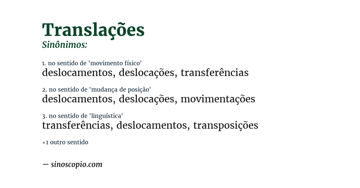 Sinônimo de translações