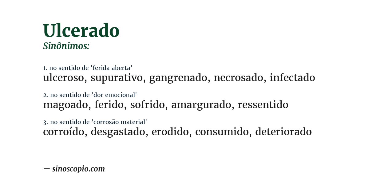 Sinônimo de ulcerado