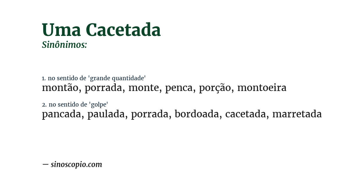Sinônimo de uma cacetada