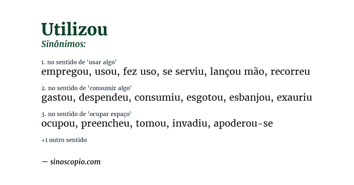 Sinônimo de utilizou