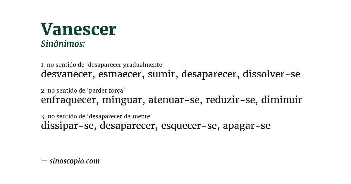 Sinônimo de vanescer