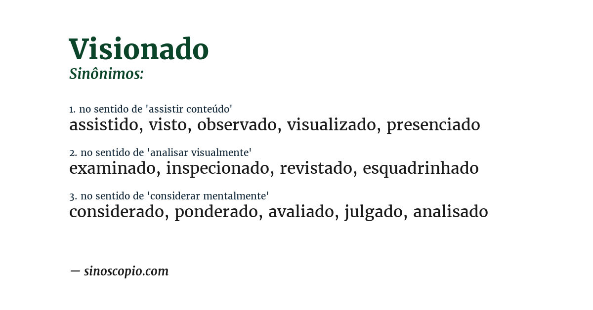 Sinônimo de visionado