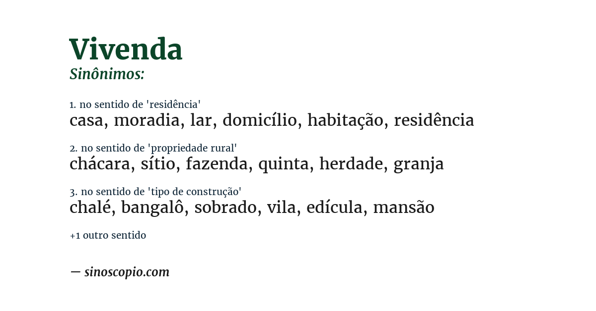 Sinônimo de vivenda