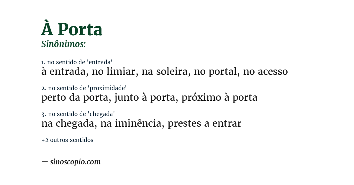 Sinônimo de à porta