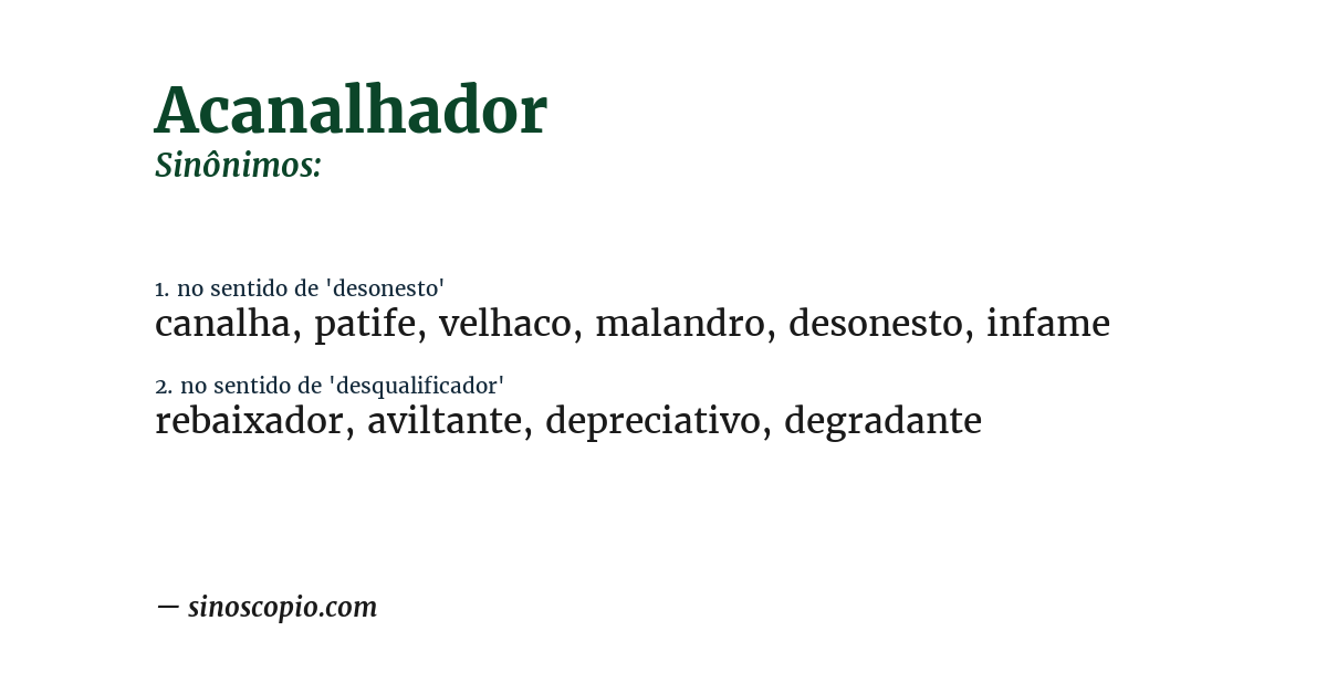 Sinônimo de acanalhador
