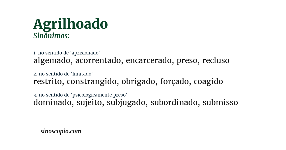 Sinônimo de agrilhoado