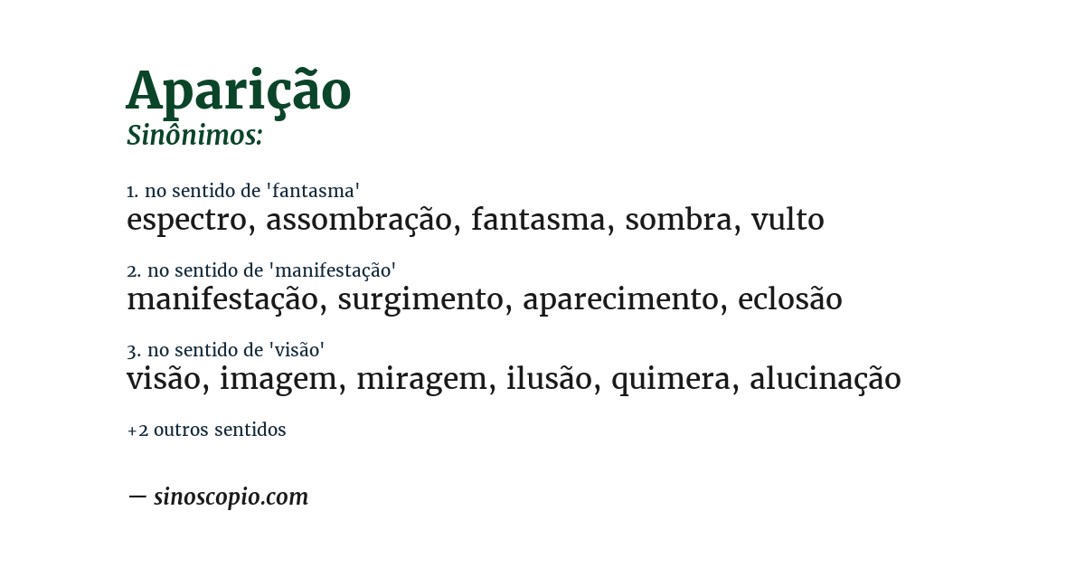 Sinônimo de aparição