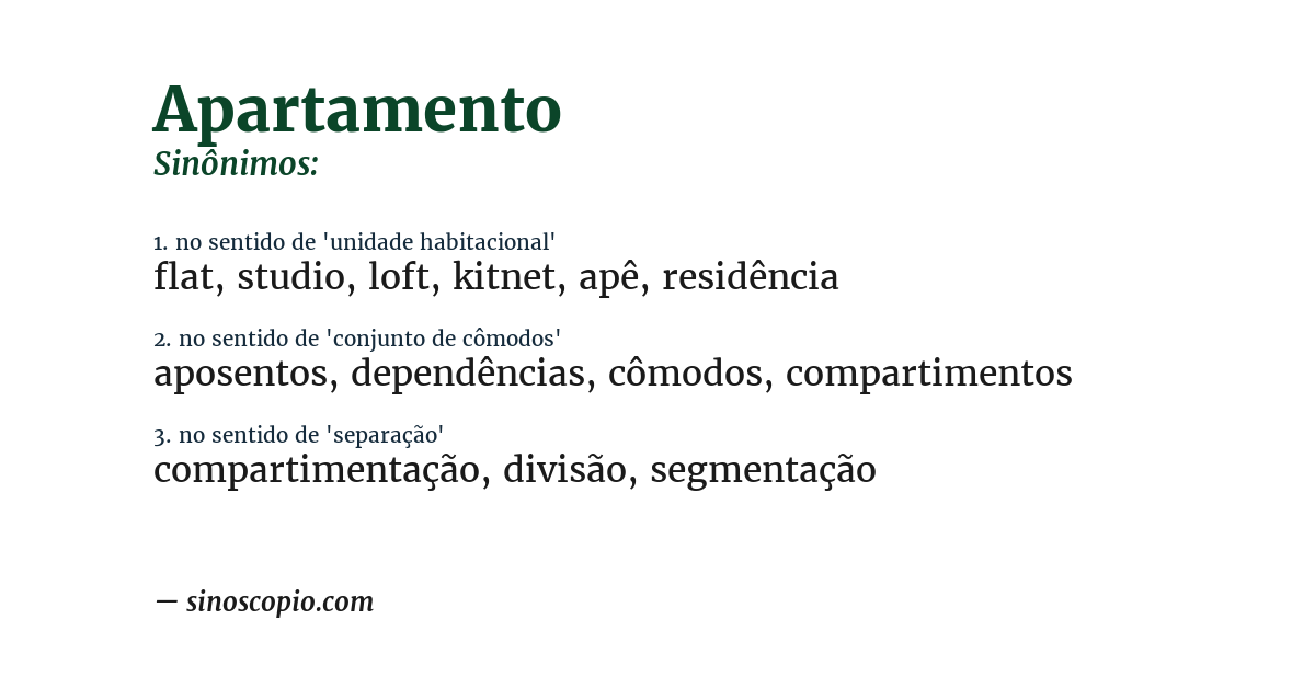 Sinônimo de apartamento
