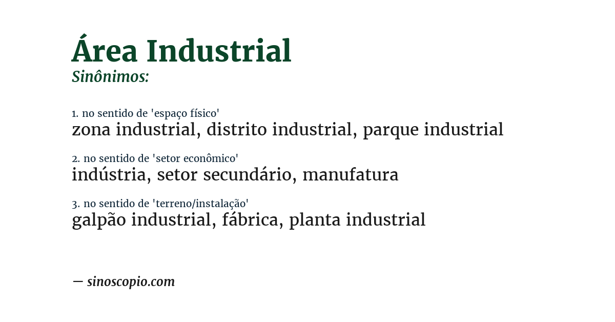 Sinônimo de área industrial