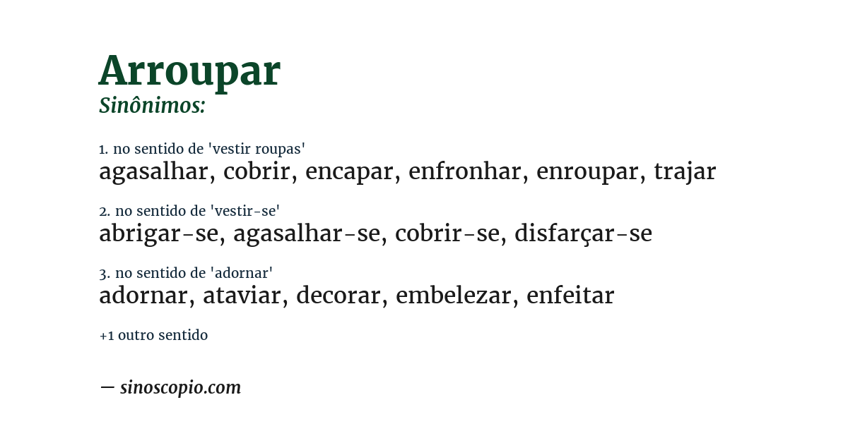 Sinônimo de arroupar