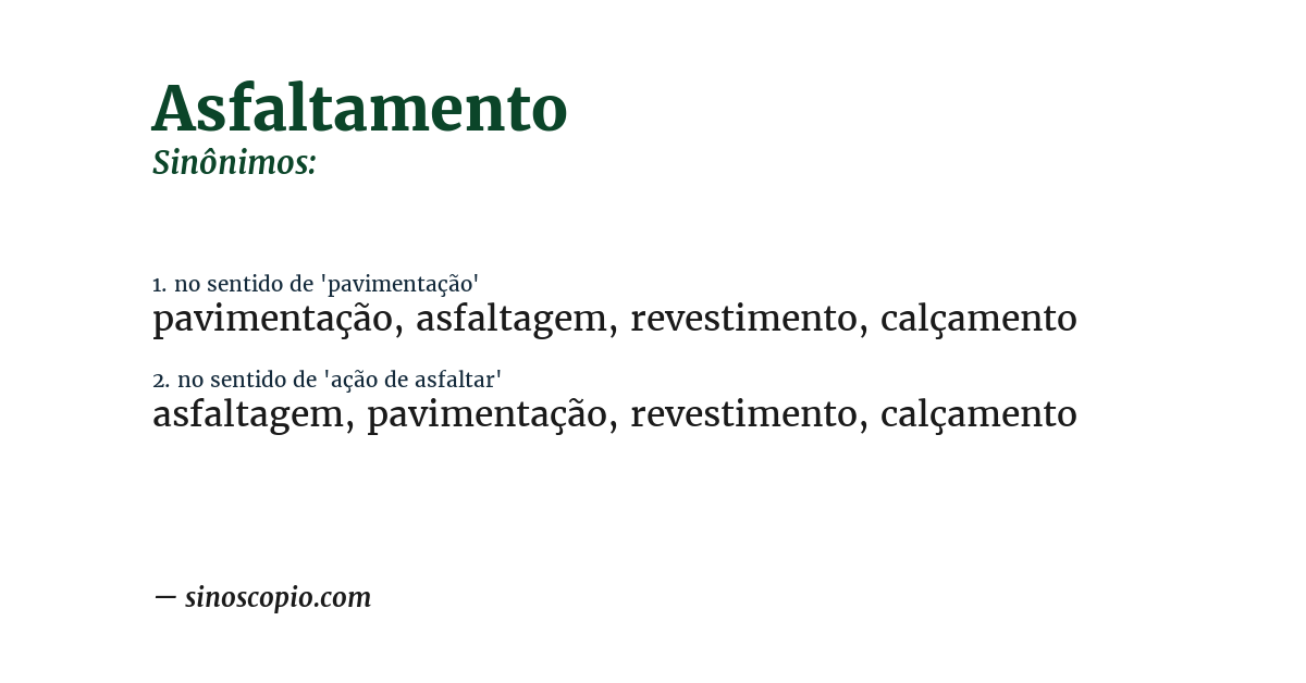 Sinônimo de asfaltamento