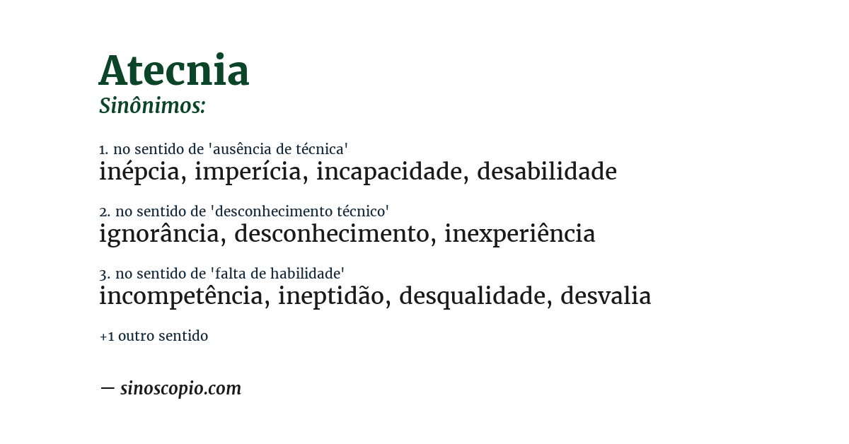 Sinônimo de atecnia