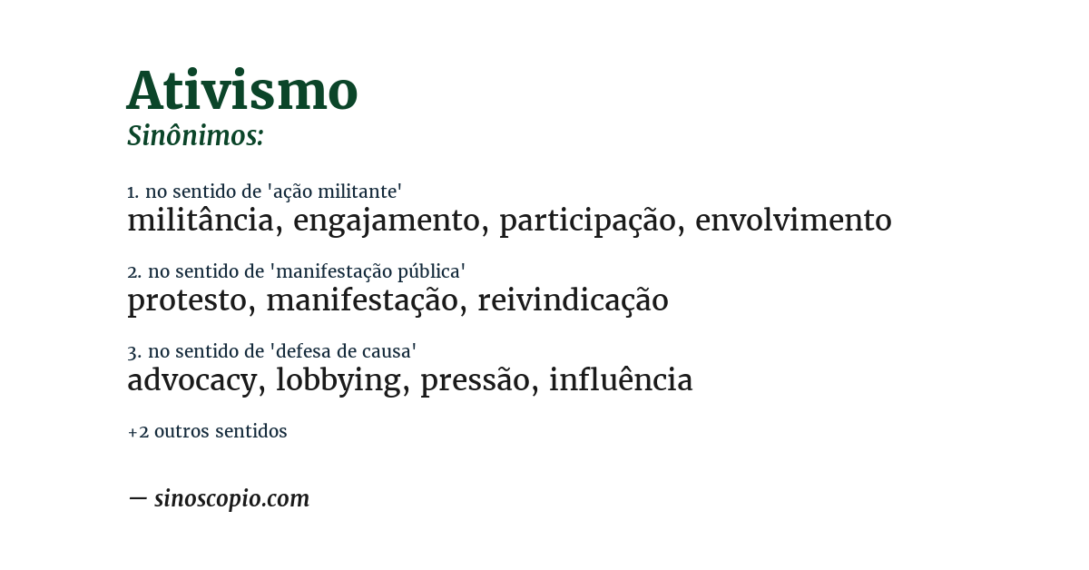 Sinônimo de ativismo