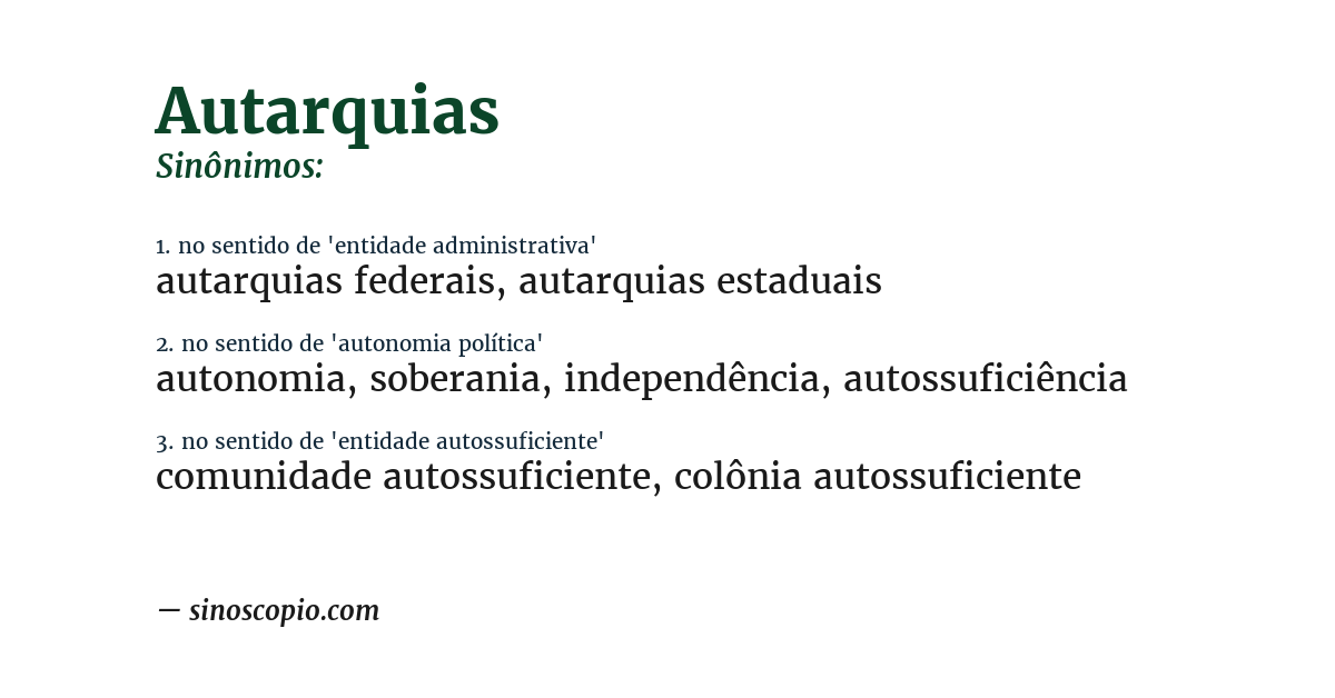 Sinônimo de autarquias