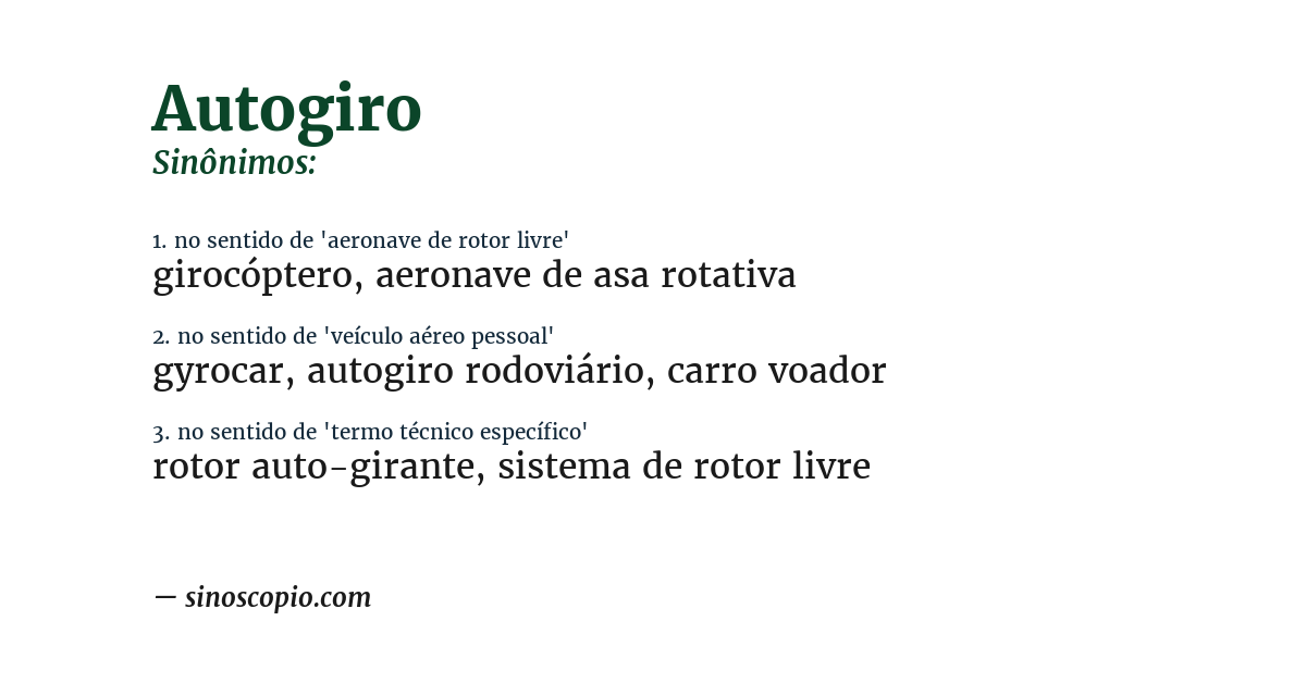Sinônimo de autogiro