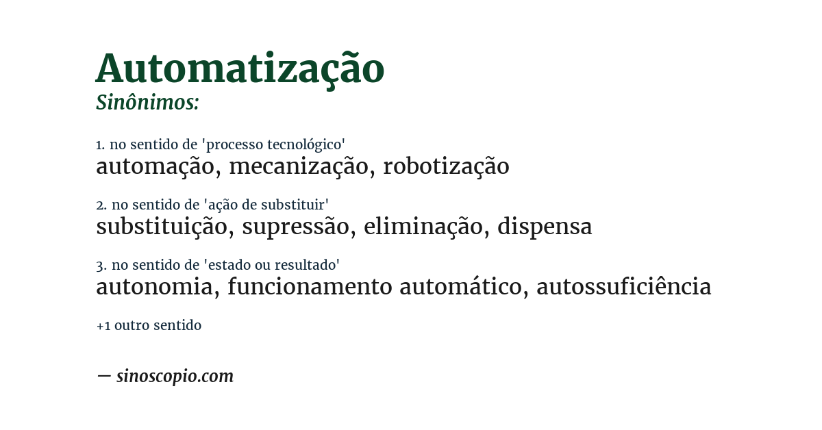 Sinônimo de automatização