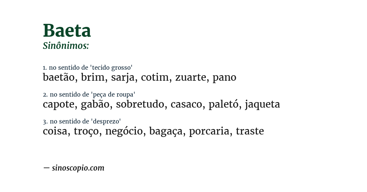 Sinônimo de baeta