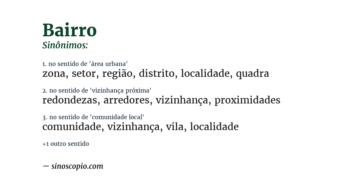 Sinônimo de bairro