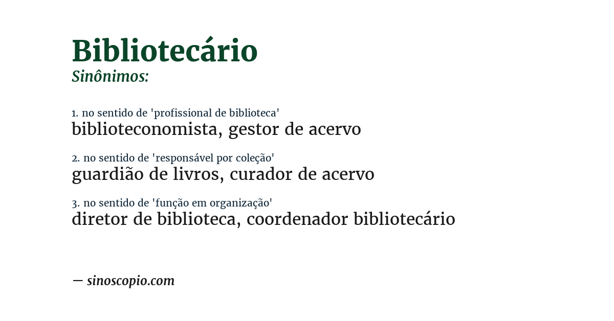 Sinônimo de bibliotecário