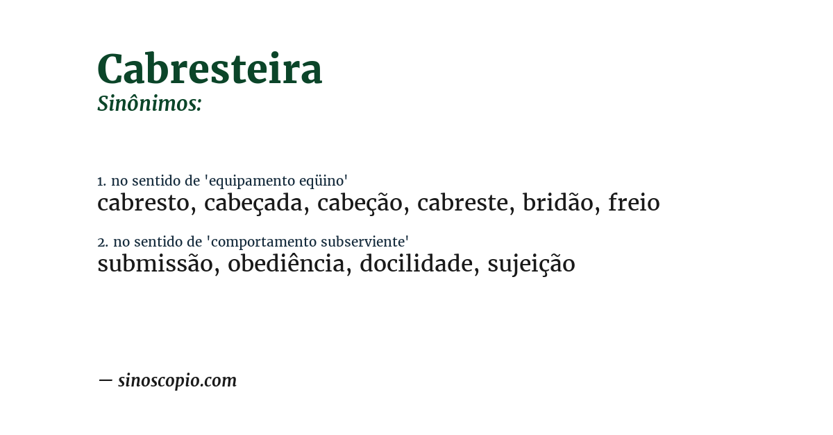 Sinônimo de cabresteira