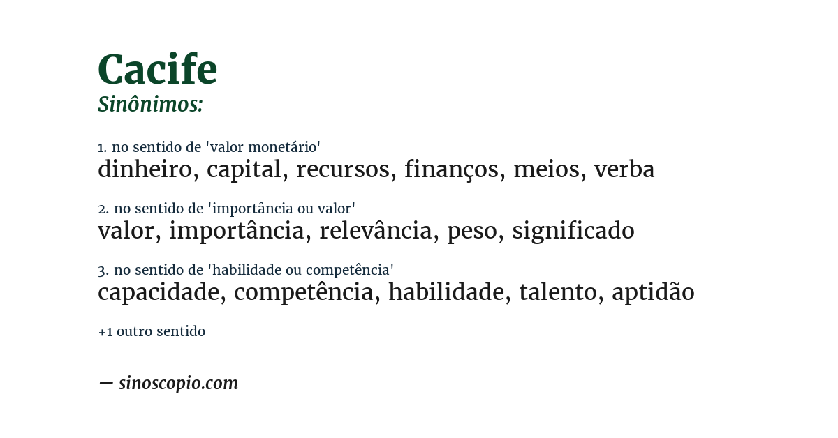 Sinônimo de cacife