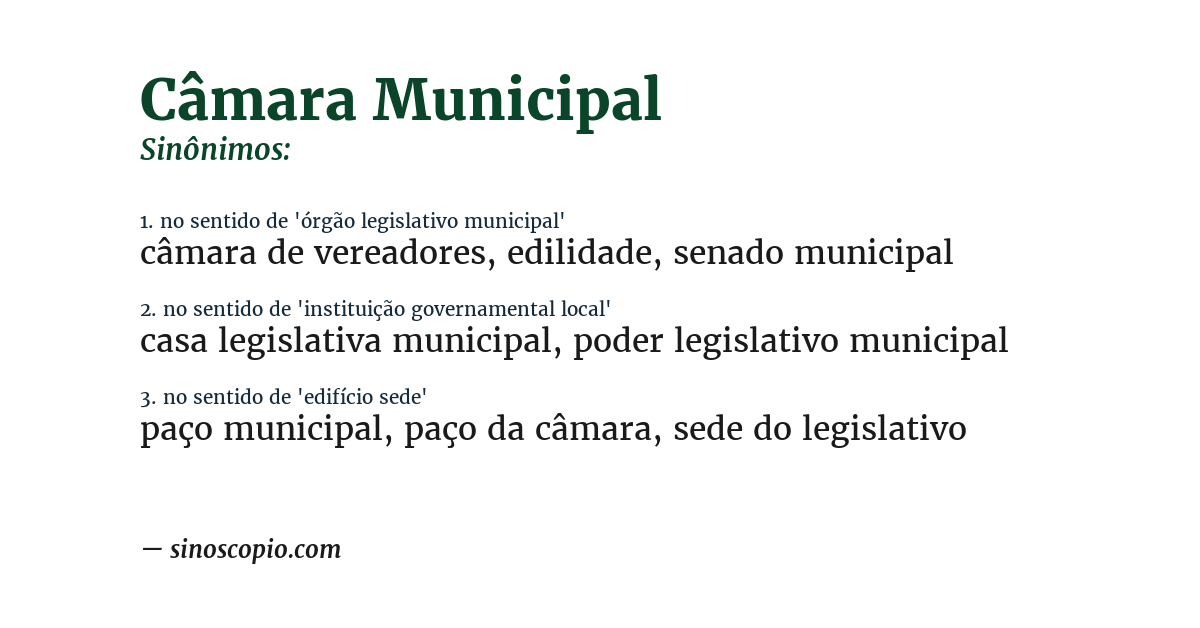Sinônimo de câmara municipal