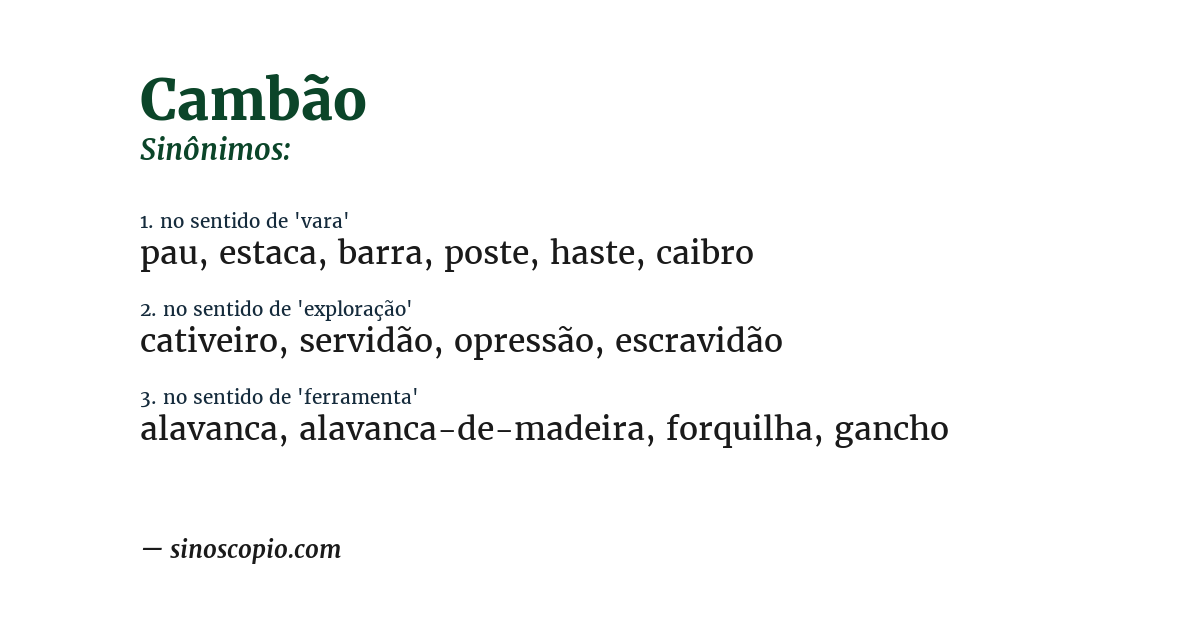 Sinônimo de cambão