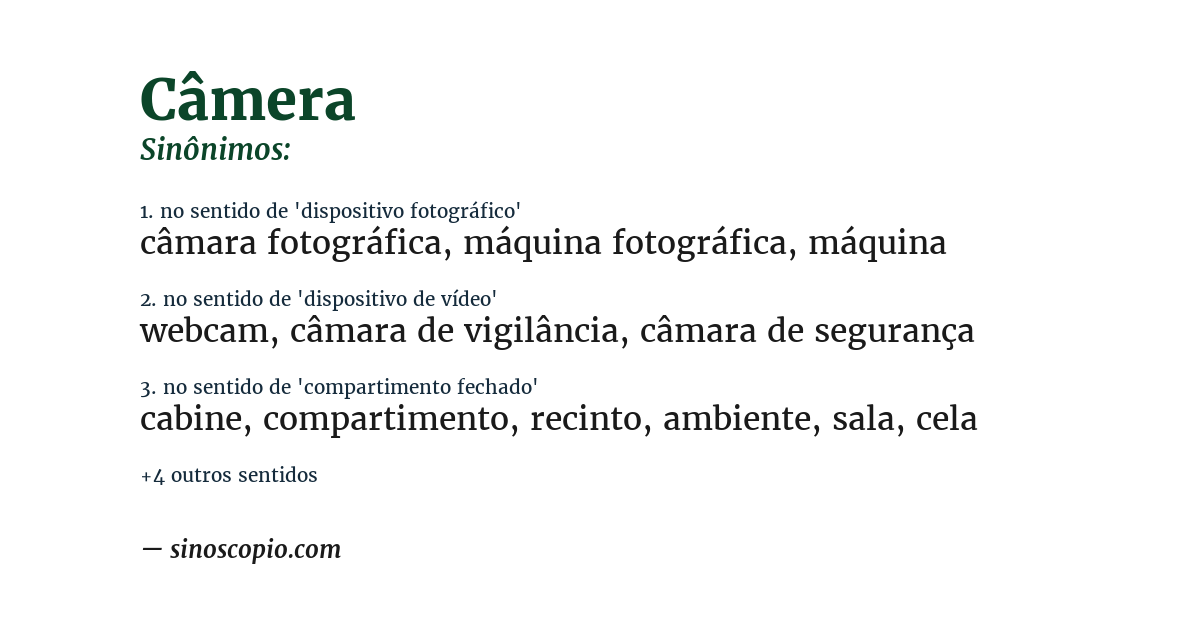 Sinônimo de câmera