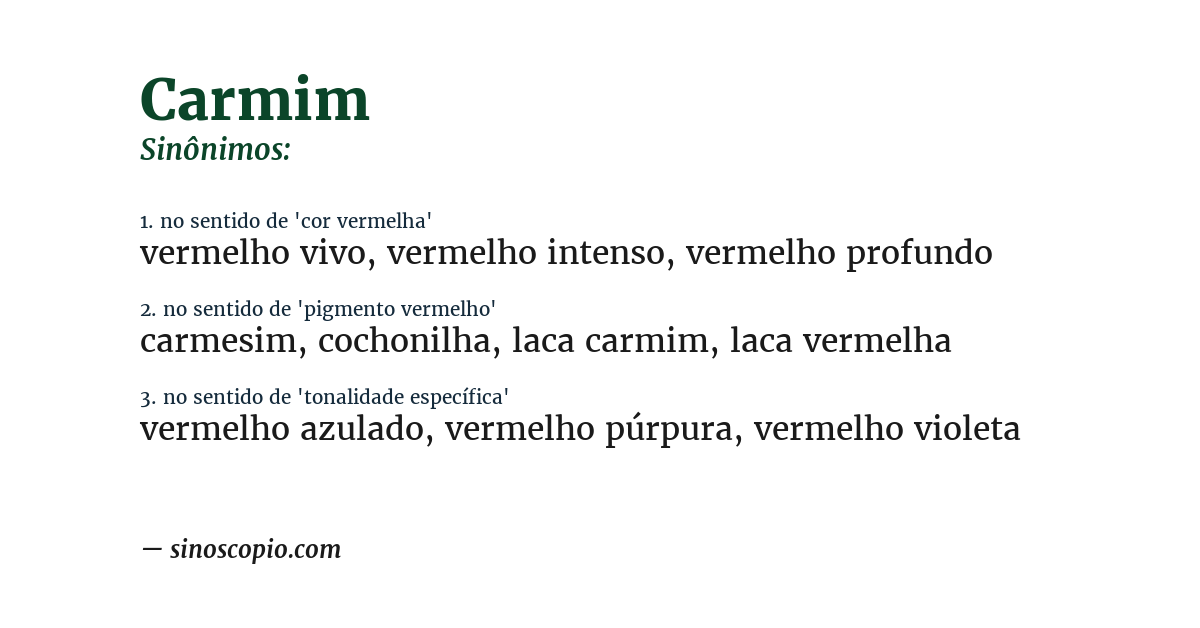 Sinônimo de carmim