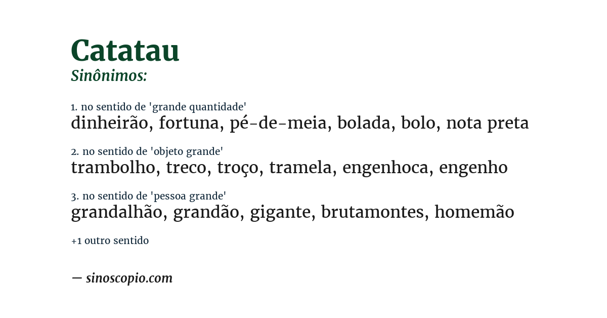 Sinônimo de catatau