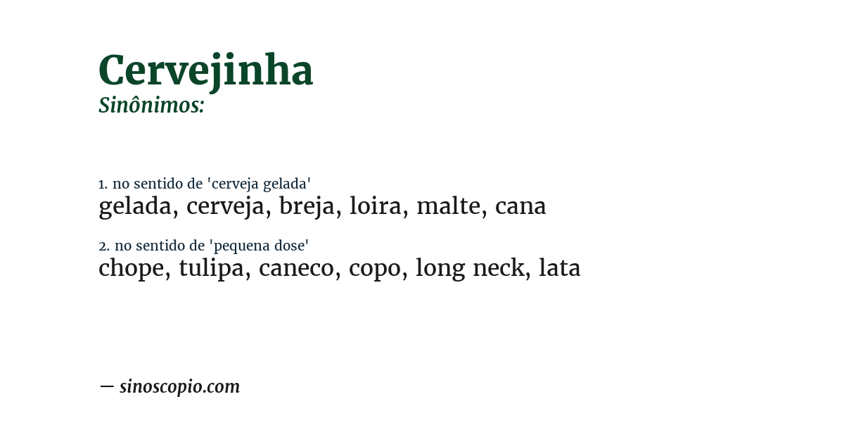 Sinônimo de cervejinha