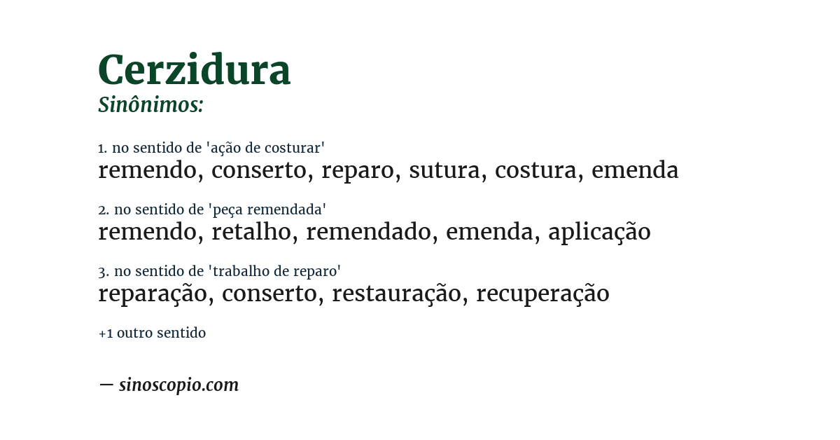 Sinônimo de cerzidura