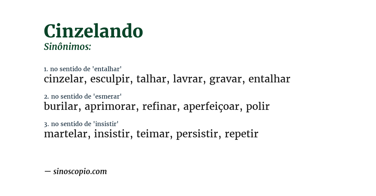 Sinônimo de cinzelando