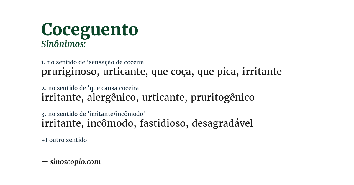 Sinônimo de coceguento