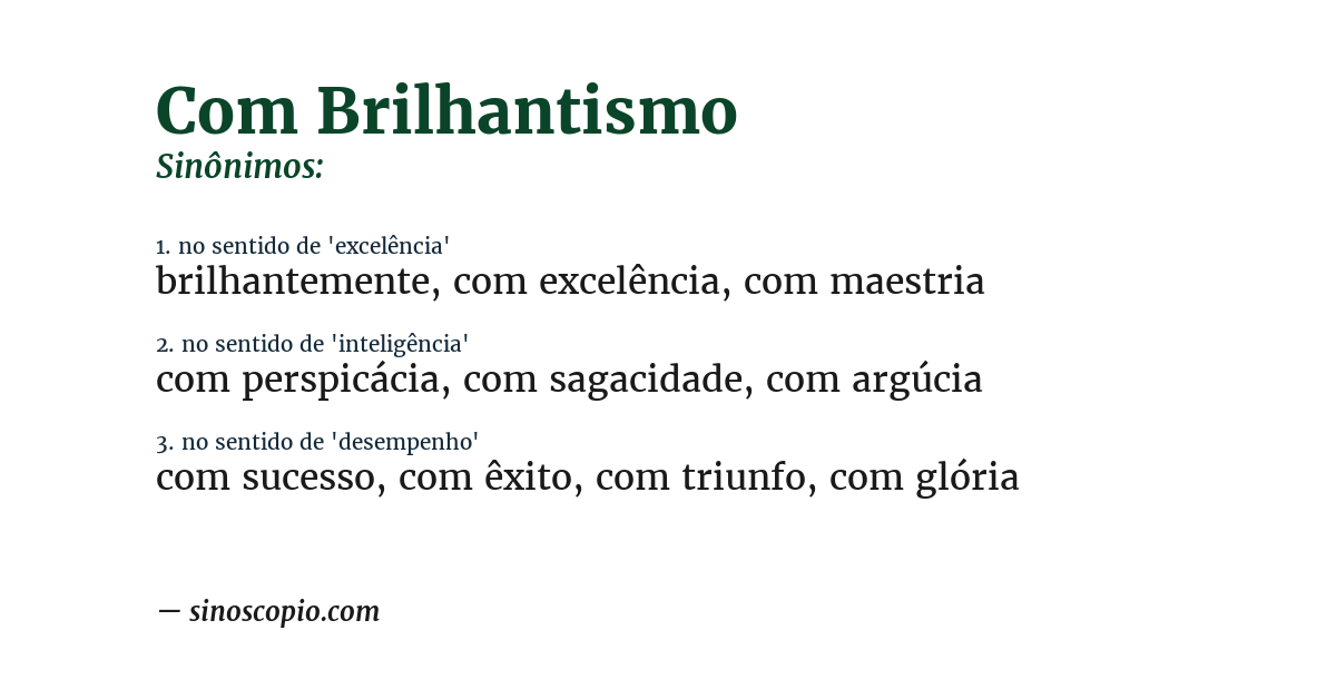 Sinônimo de com brilhantismo