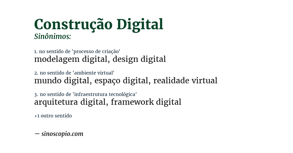 Sinônimo de construção digital